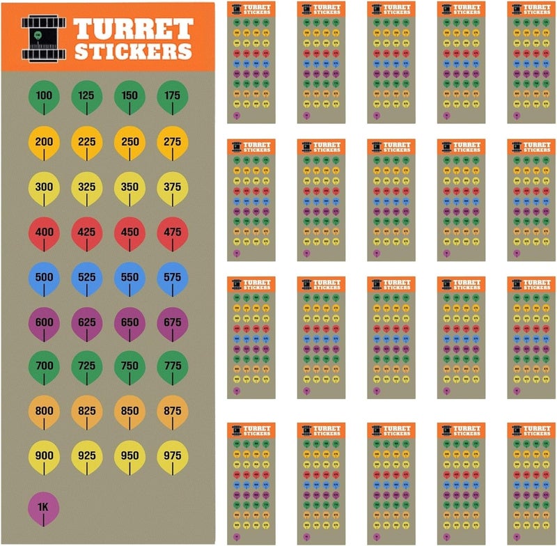 ValuePlus 20 Rifle Scope Turret Sticker Sheets- Scope Dope Stickers for Long Range Shooting and Hunting -Use with Dope Card, Raging/Range Card, or DOPE Book - Turret Tags Fit Most Scope Caps - Image 1